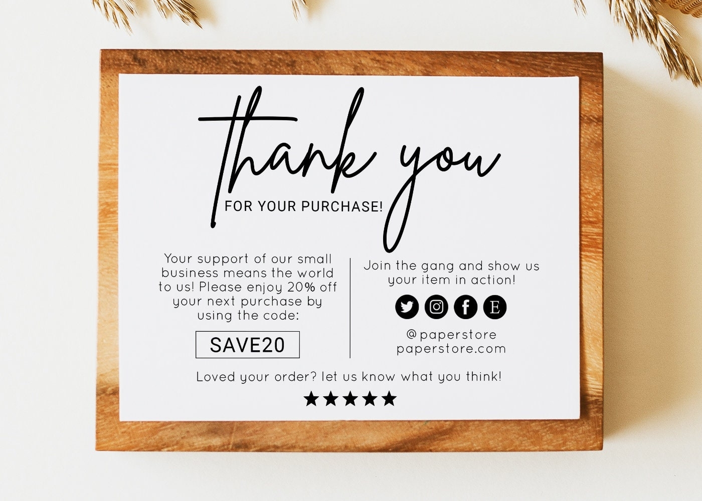 Small Business Thank You Card Template MOD01 Etsy