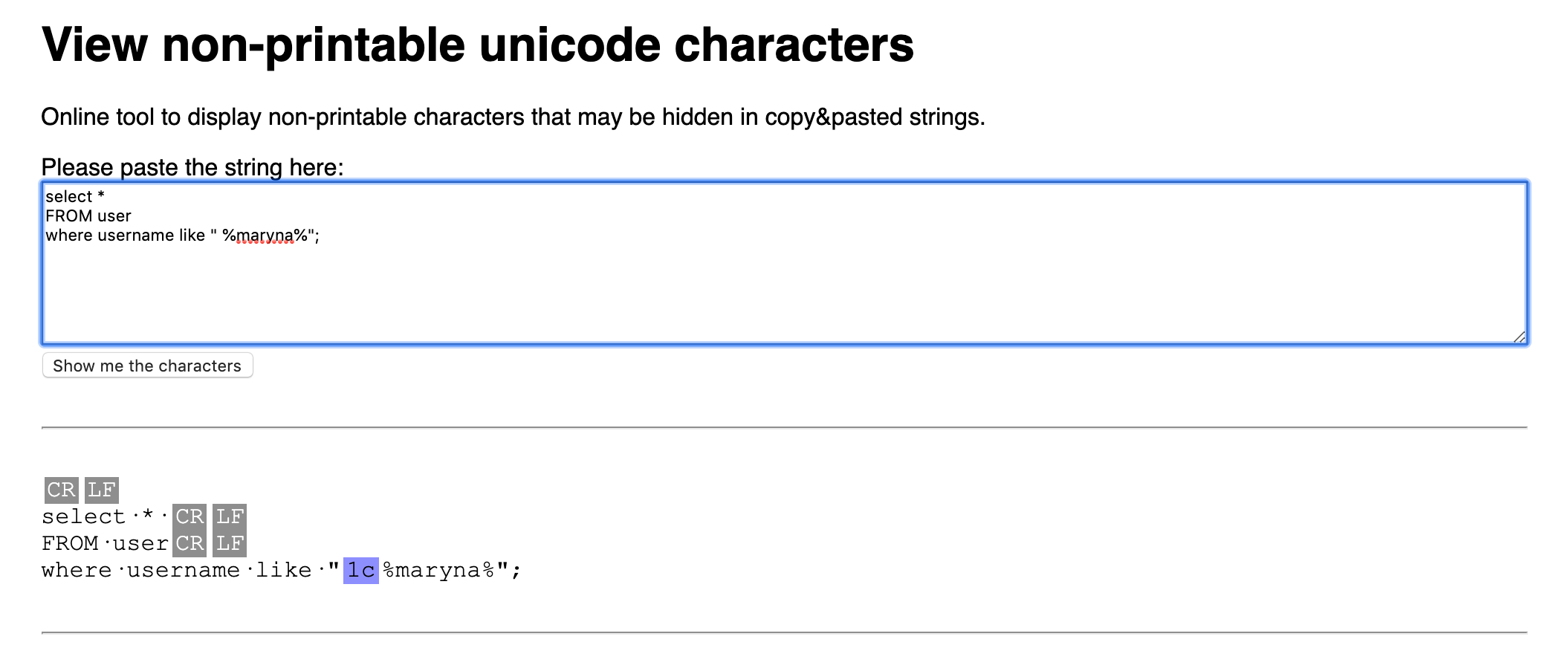 SQL Query Tab Adds Non printable Unicode Characters Issue 1634 TablePlus TablePlus GitHub