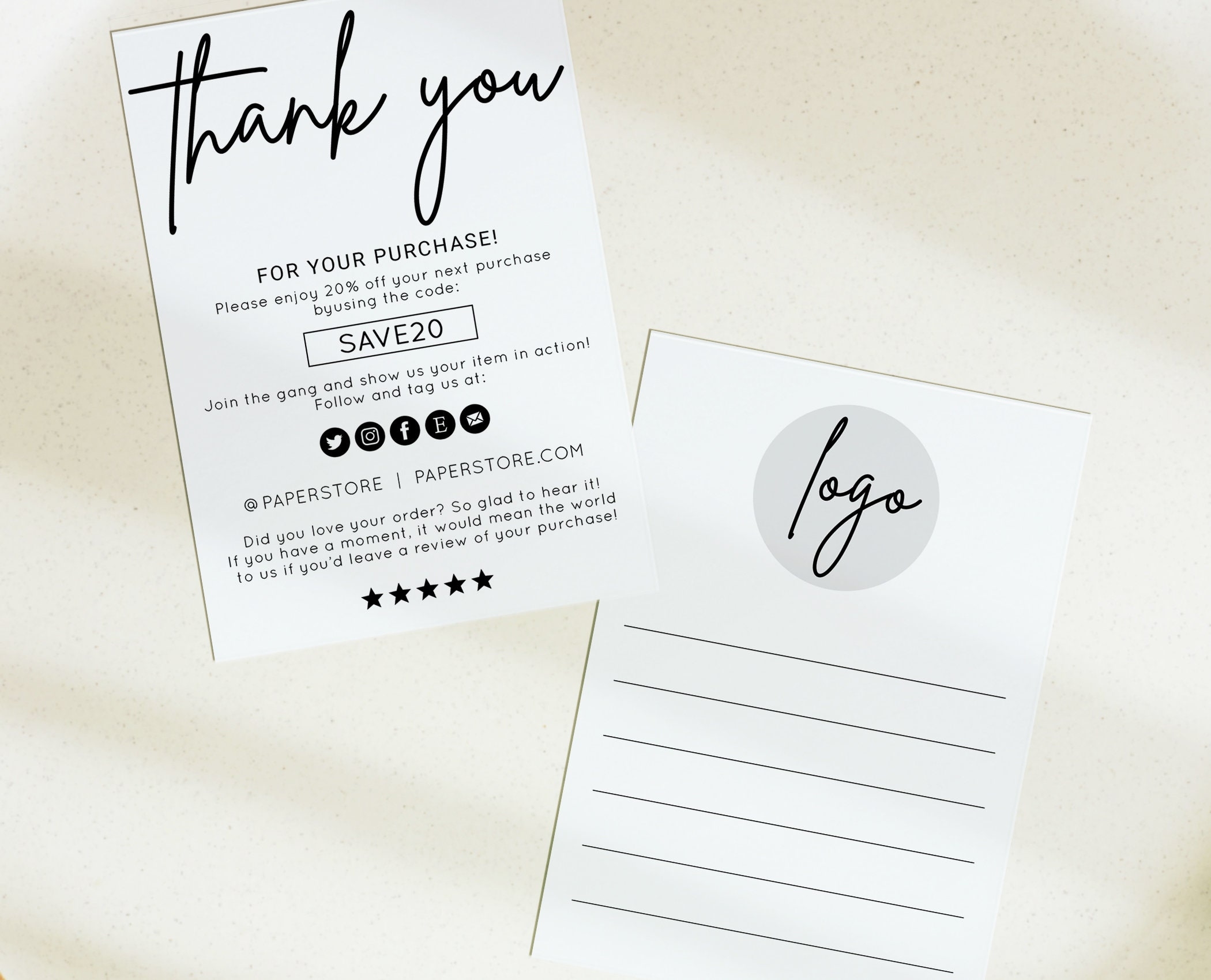 Thank You Business Card Small Business Thank You Card Template Editable Business Thank You Card Thanks For Your Purchase Card MOD01 Etsy