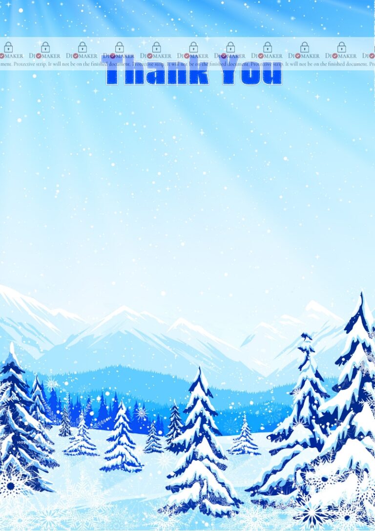 Thank You Card Template Winter In The Mountains DiMaker Templates Thank You Card