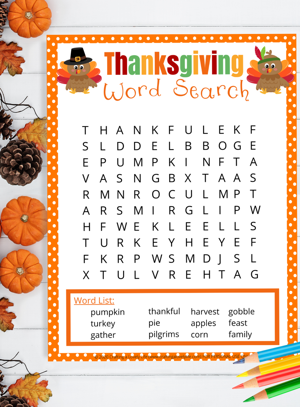 word search printable thanksgiving