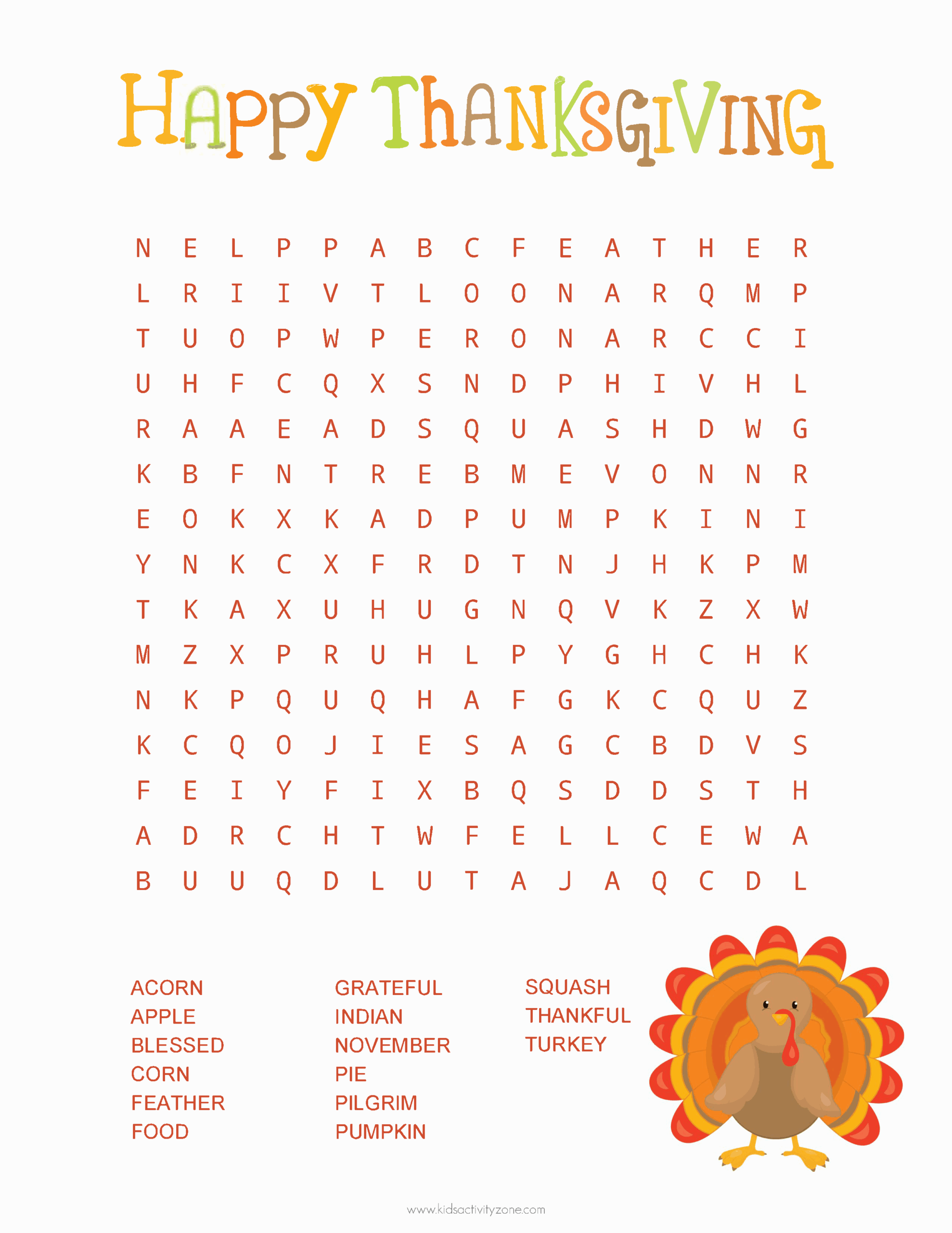 thanksgiving word search free printable